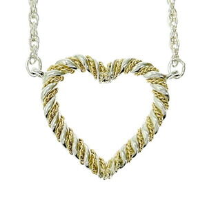 TIFFANY Co Silver Gold Twisted Heart Necklace